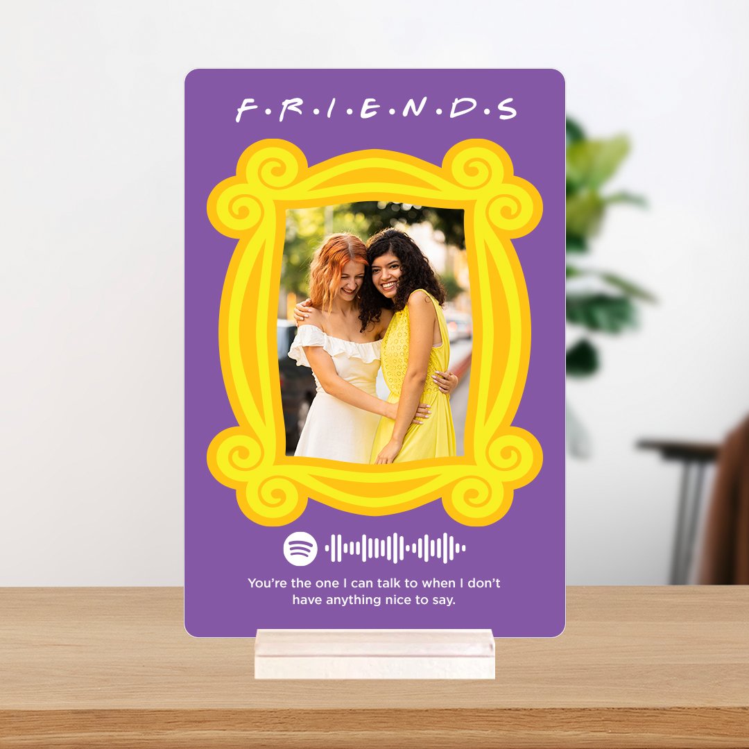 unique gift with personalized message and photo printed on acrylic spotify frame