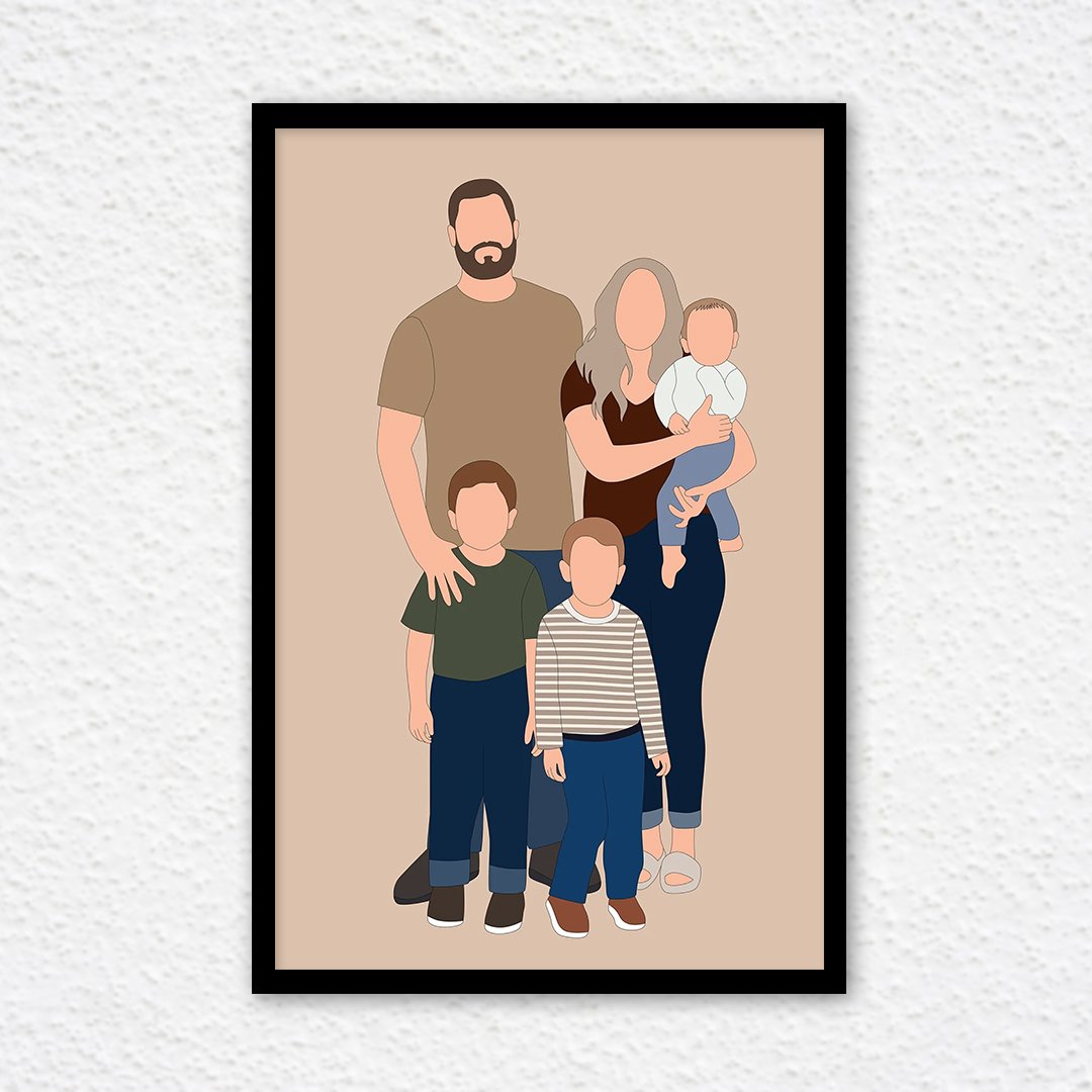 Colored Portraits a line art frame photo converted to single stroke lined custom art