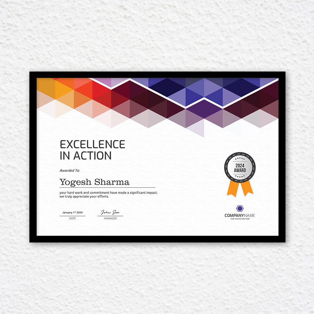 Excellence action achievement for the work done and bring person to success - 17 x 23 inch