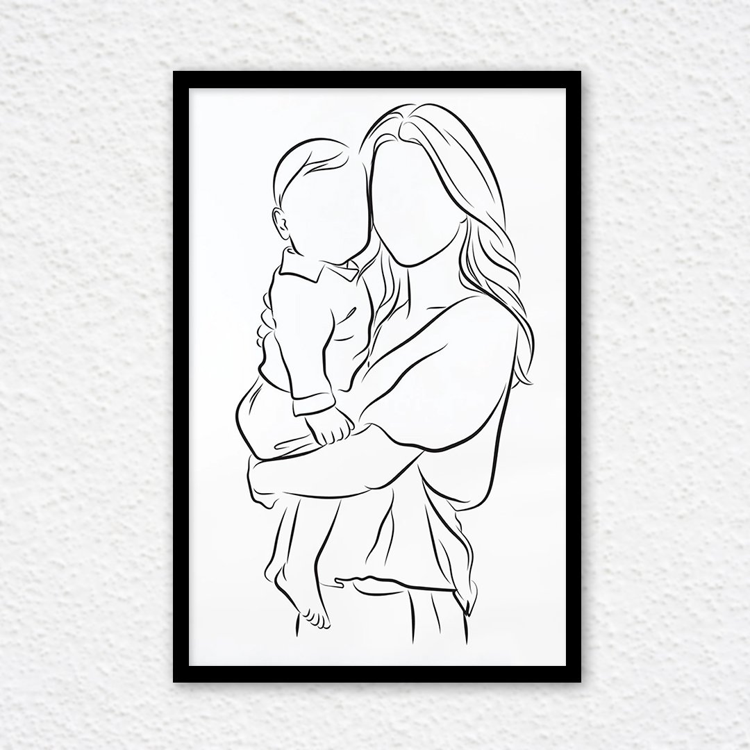 Faceless Strokes a line art frame photo converted to single stroke lined custom art