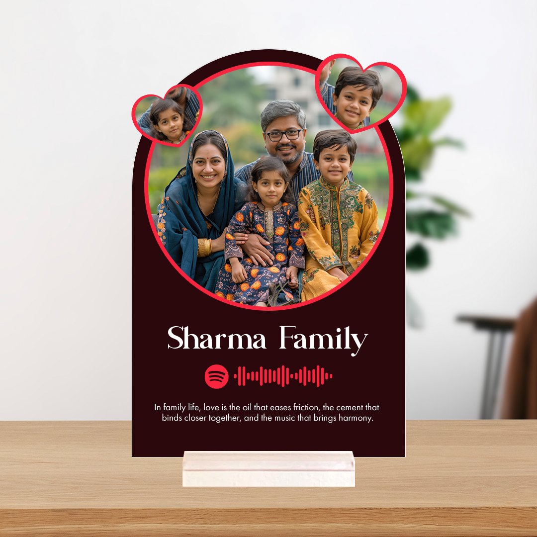 unique gift with personalized message and photo printed on acrylic spotify frame