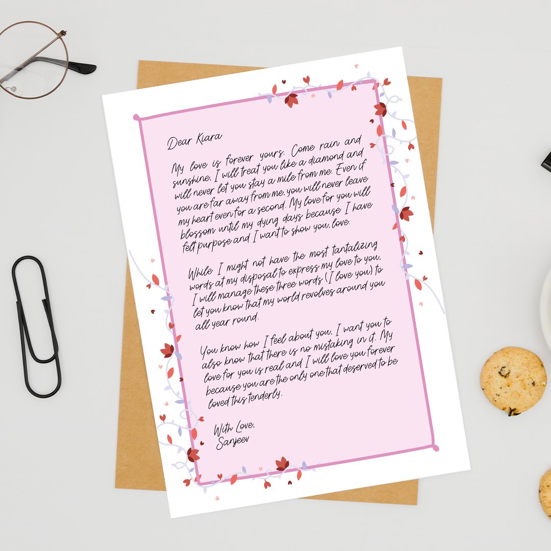 A set of heart felt love letters for her comes in a set of 10 beautiful letters