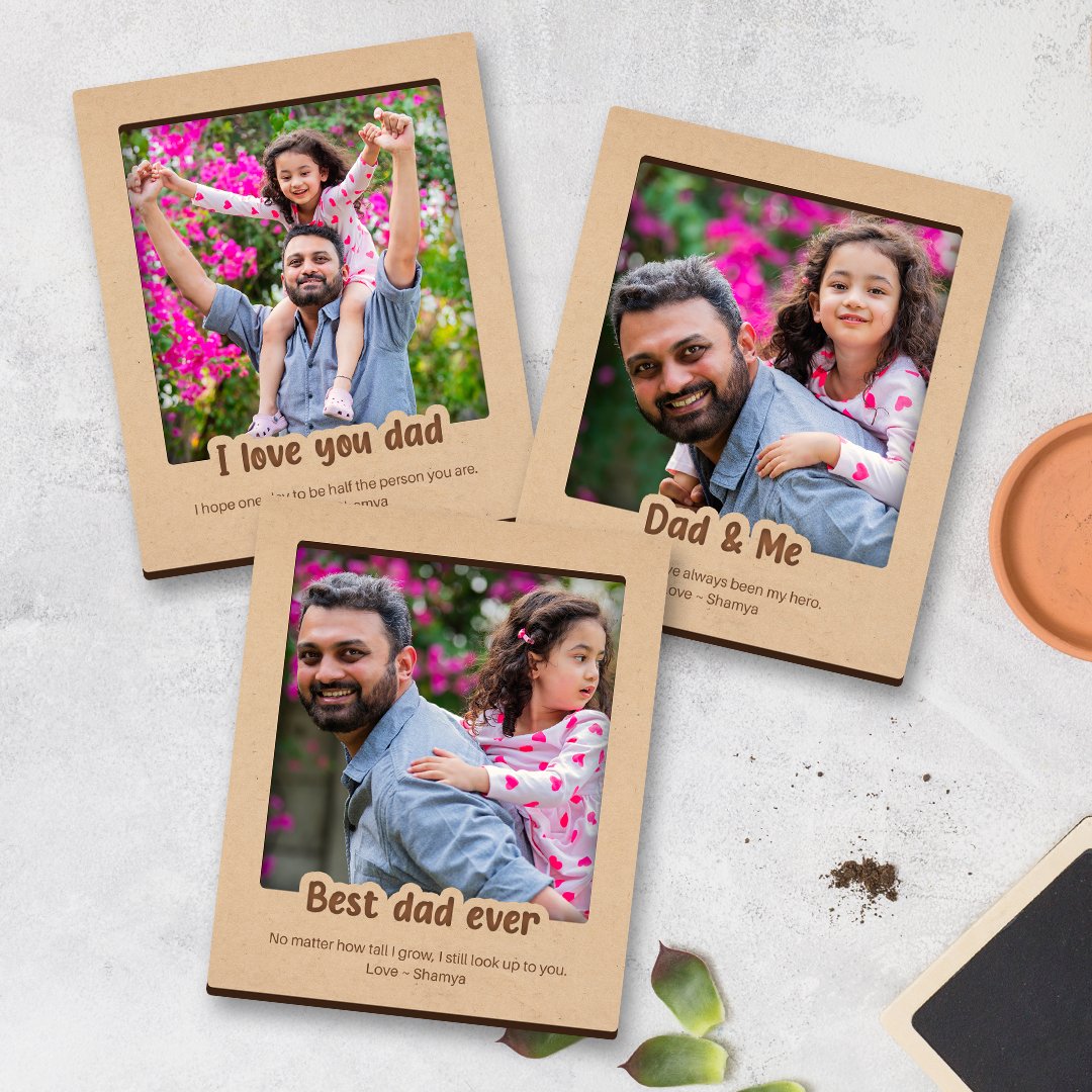 Love You Dad wooden customized changeable photo fridge magnets