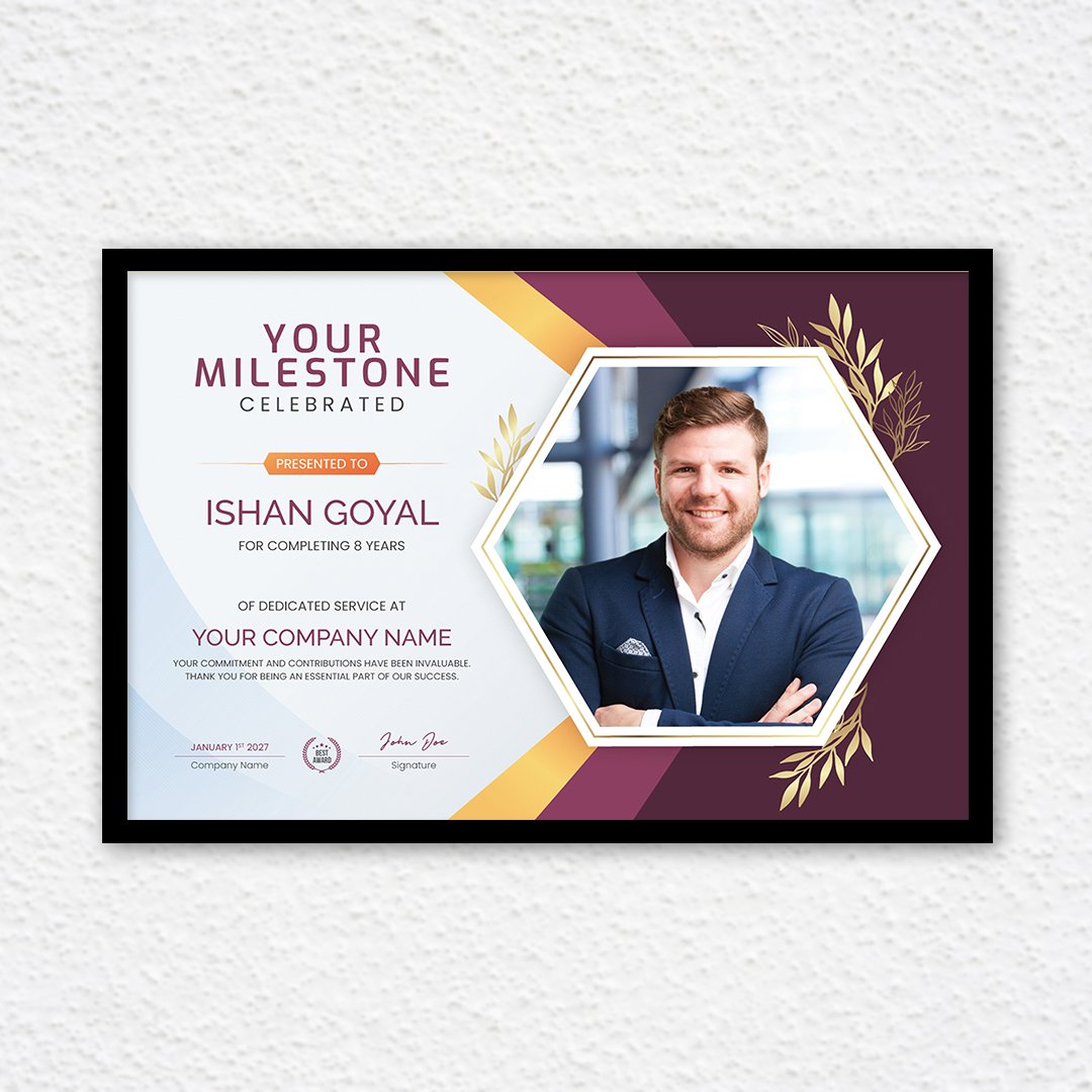 Milestone celebrated appreciating how good the person is by certificate
