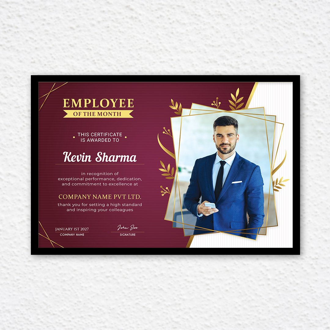 Monthly achiever appreciating how good the person is by certificate