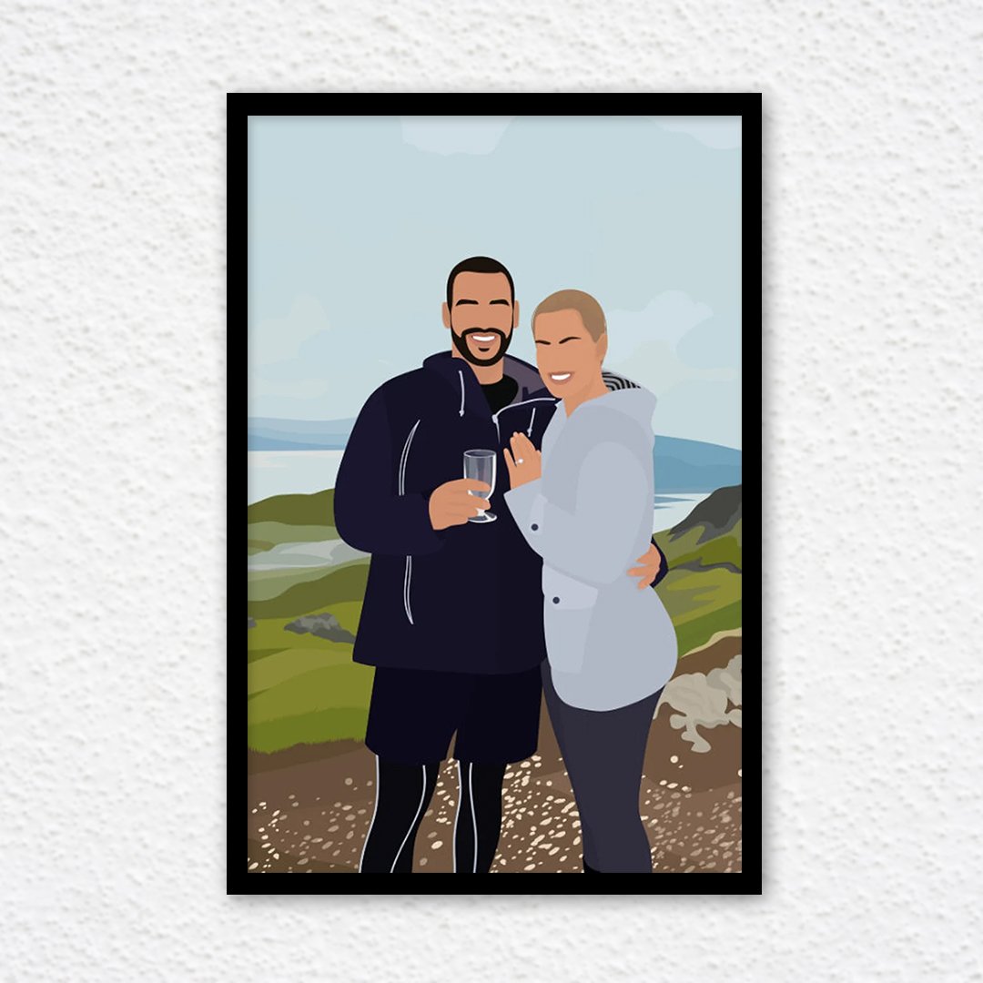 Portrait Background a line art frame photo converted to single stroke lined custom art