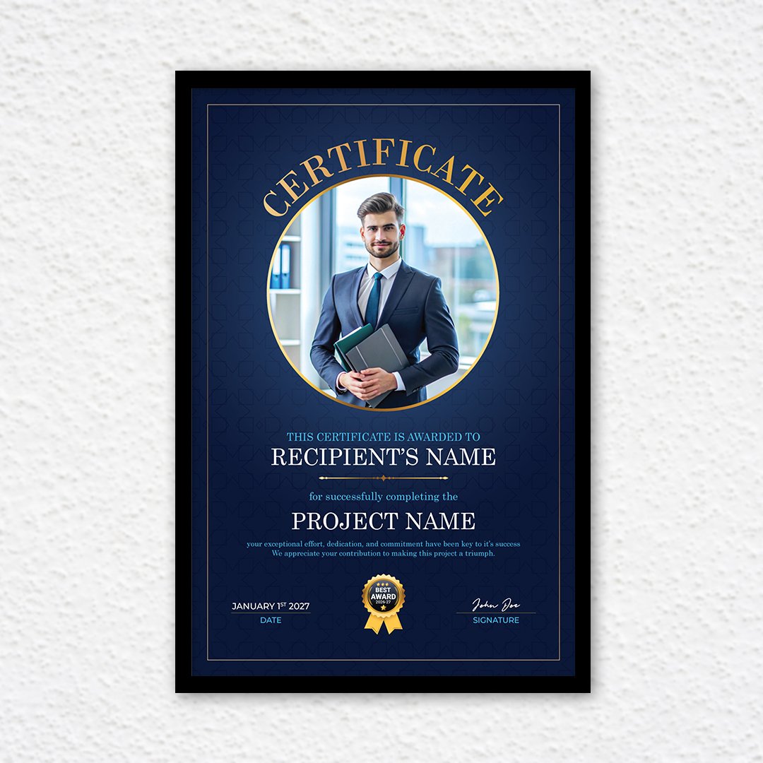 Project completion appreciating how good the person is by certificate