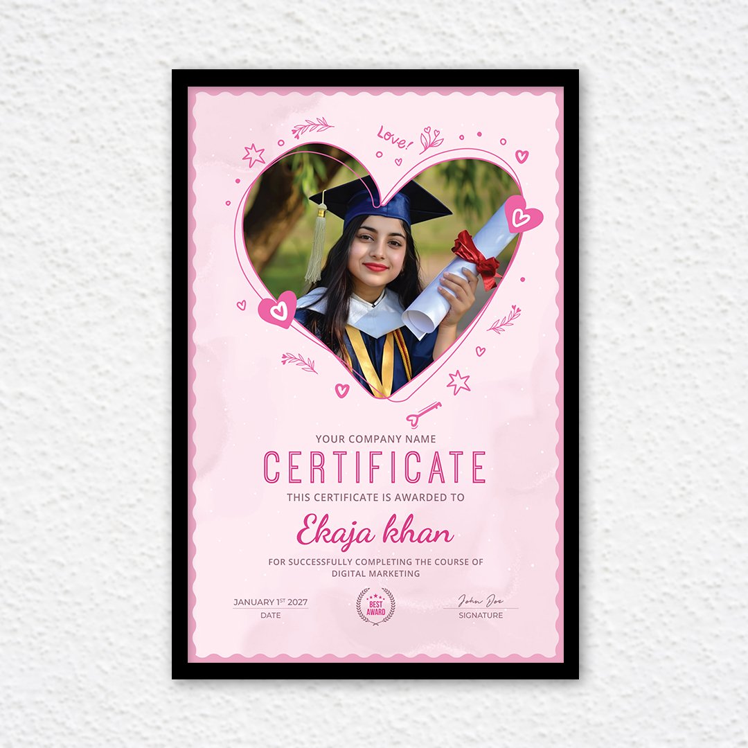 Proud graduate celebrating the success on graduation  with certificate