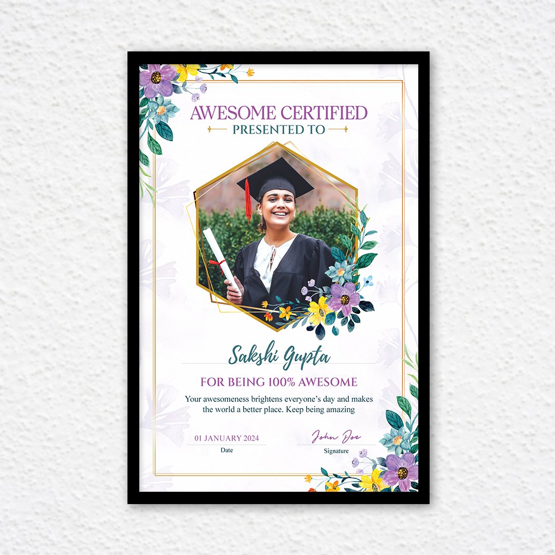 Proud moment appreciating how good the person is by certificate