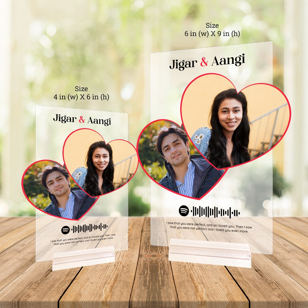 unique gift with personalized message and photo printed on acrylic spotify frame